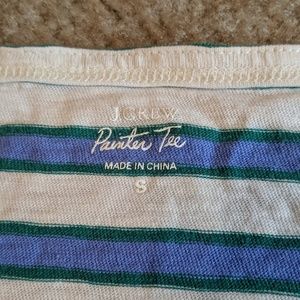 J. Crew Tops - J Crew Painter Tee - White w/ Blue & Green Stripes J. Crew Tops - J Crew Painter Tee - White w/ Blue & Green Stripes